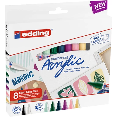 edding marker acrilic  în set - 8 buc, Nordic  set starter