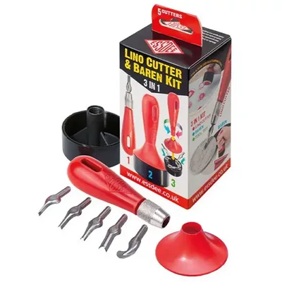 Set cuțit pentru tăiat linoleum 3-în-1 și placă de netezire Essdee, 5 buc