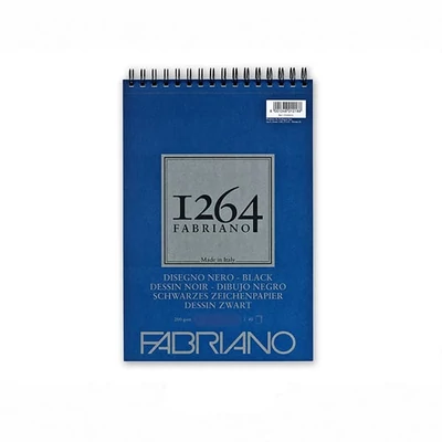 Bloc de desen negru Fabriano 1264, 200 g - A5, spiralat sus  
