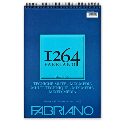 Fabriano 1264 Mix Media Bloc de desen și pictură, 300 g - A3, spiralată sus