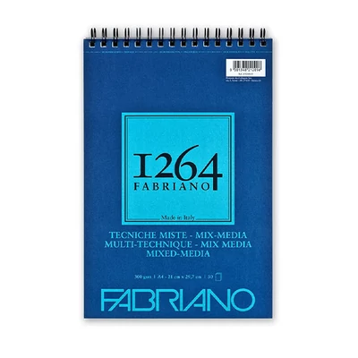 Fabriano 1264 Mix Media, Bloc de desen și pictură, 300 g - A4, spiralat sus