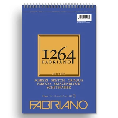 Bloc de desen și schițe  Fabriano 1264, 90 g - A3, spiralat sus  