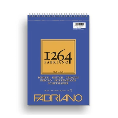 Bloc de desen și schițe  Fabriano 1264, 90 g - A4, spiralată sus