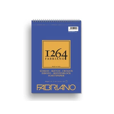 Bloc de desen și schițe  Fabriano 1264, 90 g - A5, spiralat sus  