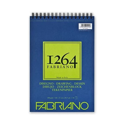 Bloc de desen universal Fabriano 1264, 180 g - A4, spiralat sus  