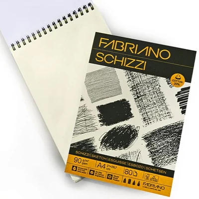 Fabriano Schizzi bloc de desen și schițe  90 g, 80 lap, A4, spiralat sus