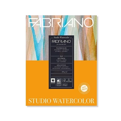 Fabriano Studio Watercolour Bloc de acuarelă, 200 g, 22,9x30,5 cm, 20 coli, neted