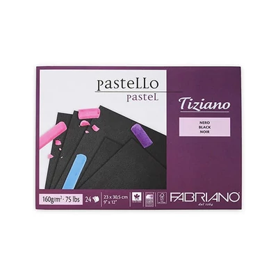 Bloc de desen Fabriano Tiziano, 160 g, 24 coli - 23x30,5 cm, negru