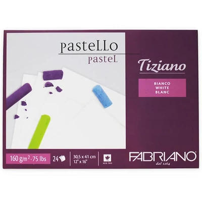 Bloc de desen Fabriano Tiziano, 160 g, 24 coli - 30,5x41 cm, alb