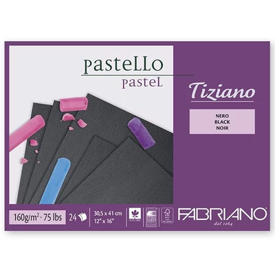 Bloc de desen Fabriano Tiziano, 160 g, 24 coli - 30,5x41 cm, negru