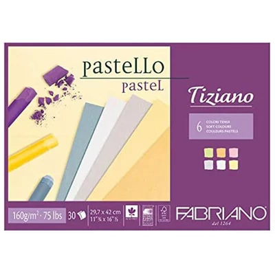 Bloc de desen Fabriano Tiziano, 160 g, 30 coli - A3, culori moi