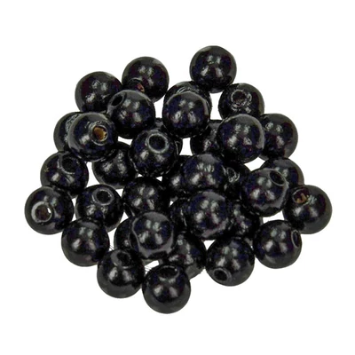 Mărgele din lemn, 8 mm, 80 buc - 89, negru