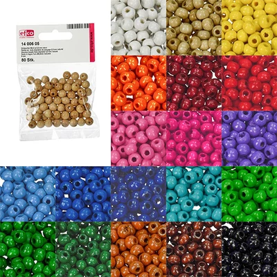 Mărgele din lemn, 8 mm, 80 buc - în diverse culori