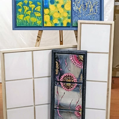 Pânză de pictură în cadru 3D, 20x20 cm, mai multe părți, 4x1