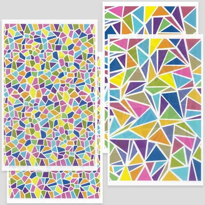 Hârtie de transfer pentru plastilina care se poate coace , 9x14 cm, 2x2 buc - mozaic colorat - mic, mare