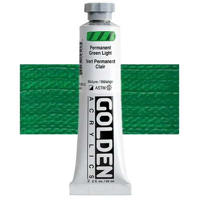 Vopsea acrilică Golden Acrylics Heavy Body, 59 ml - 1250, permanent green light