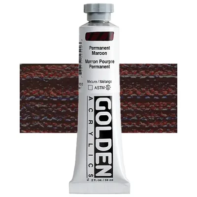Vopsea acrilică Golden Acrylics Heavy Body, 59 ml - 1252, permanent maroon