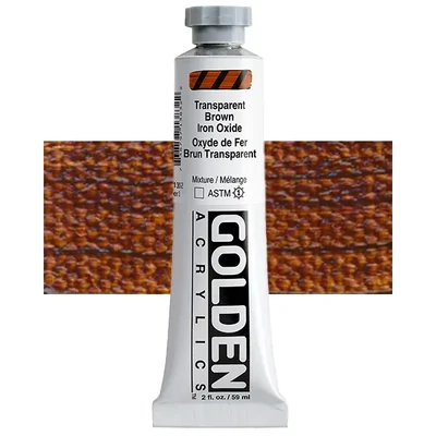 Vopsea acrilică Golden Acrylics Heavy Body, 59 ml - 1383, transparent brown iron oxide