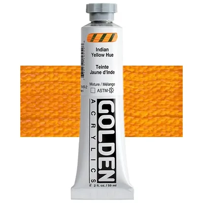 Vopsea acrilică Golden Acrylics Heavy Body, 59 ml - 1455, india yellow hue