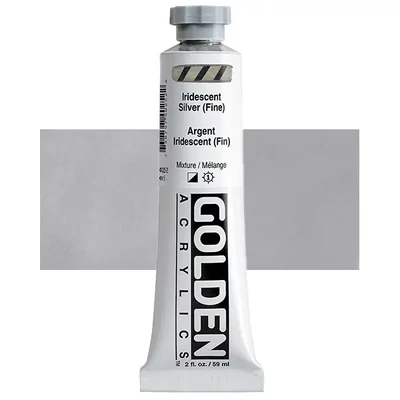 Vopsea acrilică Golden Acrylics Heavy Body, 59 ml - 4025, iridescent silver (fine)