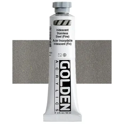 Vopsea acrilică Golden Acrylics Heavy Body, 59 ml - 4028, iridescent stainless steel (fine)
