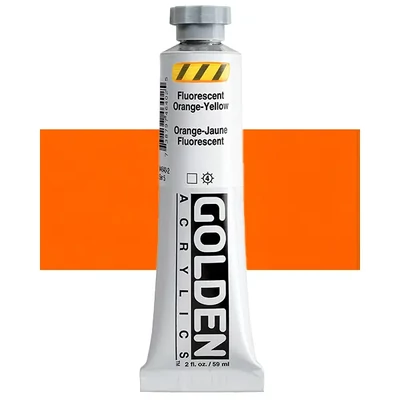 Vopsea acrilică Golden Acrylics Heavy Body, 59 ml - 4640, fluorescent orange-yellow