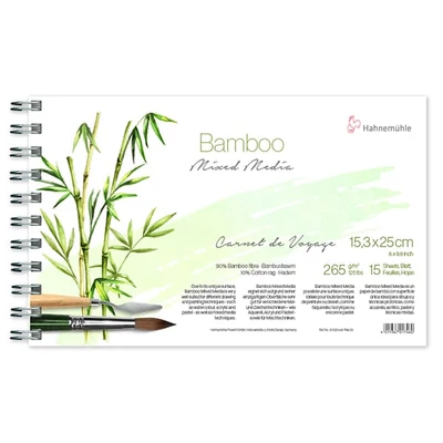 Hahnemühle Bamboo Carnet de Voyage Caiet de pictură și desen din bambus, 265 g, 15 coli, 15,3x25 cm (peisaj)