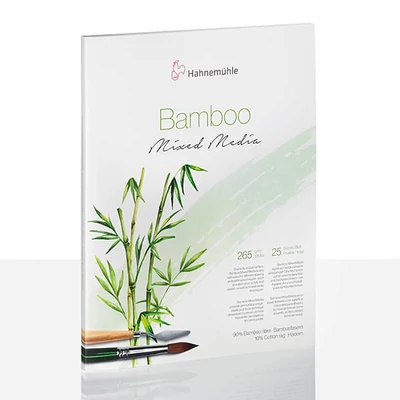 Hahnemühle Bamboo Mixed Media bloc universal pentru pictură și desen din bambus, 265 g, 25 coli - 30x40 cm