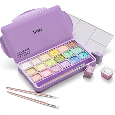 Set de vopsele guașă HIMI Jelly Cup – 18 buc + 3 pensule, purple