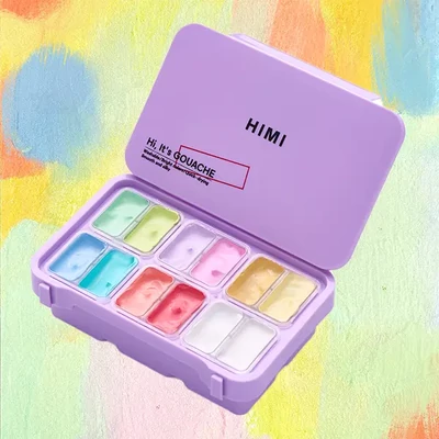 Set de vopsele guașă HIMI Twin Cup - 12 buc, soft pastel, purple