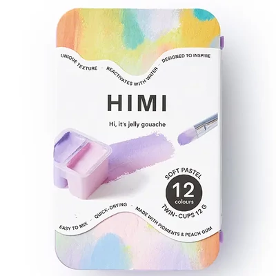 Set de vopsele guașă HIMI Twin Cup - 12 buc, soft pastel, purple