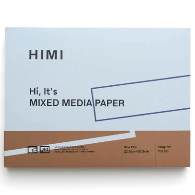 Bloc de desen și pictură în tehnică mixtă HIMI, 180 g - 22,9x30,5 cm, 90 de foi, cu pagini lipite