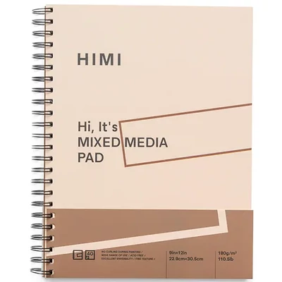 Bloc de desen și pictură în tehnică mixtă HIMI, 180 g - 22,9x30,5 cm, 40 de foi, cu spirală