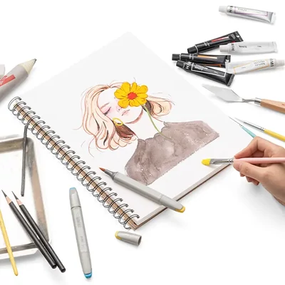 Bloc de desen și pictură în tehnică mixtă HIMI, 180 g - 22,9x30,5 cm, 40 de foi, cu spirală