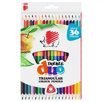 Set creioane colorate ICO Süni Duo, triunghiular, 18 buc / 36 culori