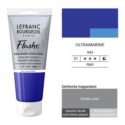 L&amp;B Flashe vopsea vinil (vopsea acrilică), 80 ml - 043, ultramarine
