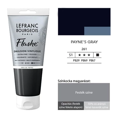 L&amp;B Flashe vopsea vinil (vopsea acrilică), 80 ml - 261, payne's grey