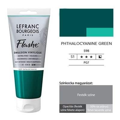 L&amp;B Flashe vopsea vinil (vopsea acrilică), 80 ml - 598, phthalocyanine green