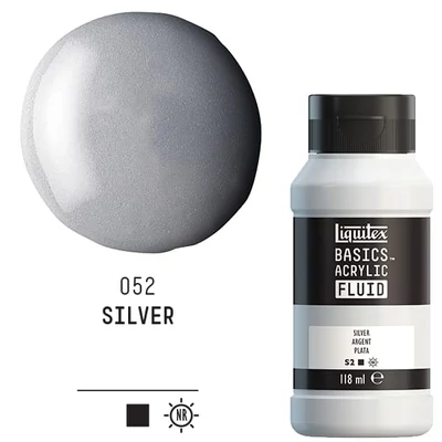 Liquitex Basics Fluid vopsea acrilică, 118 ml - 052, silver