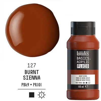 Liquitex Basics Fluid vopsea acrilică, 118 ml - 127, burnt sienna