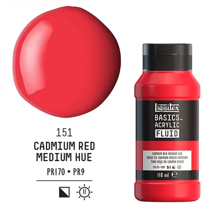 Liquitex Basics Fluid vopsea acrilică, 118 ml - 151, cadmium red medium hue