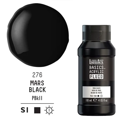 Liquitex Basics Fluid vopsea acrilică, 118 ml - 276, mars black