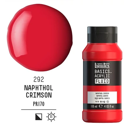 Liquitex Basics Fluid vopsea acrilică, 118 ml - 292, naphthol crimson