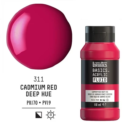 Liquitex Basics Fluid vopsea acrilică, 118 ml - 311, cadmium red deep hue