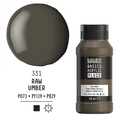 Liquitex Basics Fluid vopsea acrilică, 118 ml - 331, raw umber