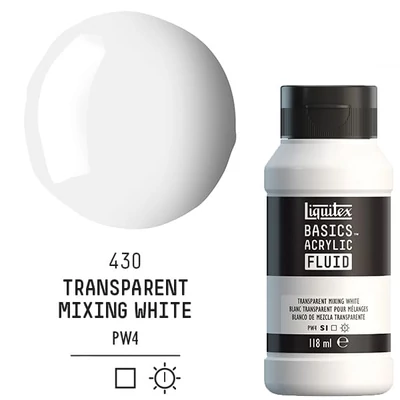 Liquitex Basics Fluid vopsea acrilică, 118 ml - 430, transparent mixing white