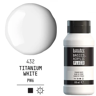 Liquitex Basics Fluid vopsea acrilică, 118 ml - 432, titanium white