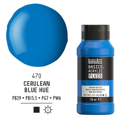 Liquitex Basics Fluid vopsea acrilică, 118 ml - 470, cerulean blue hue