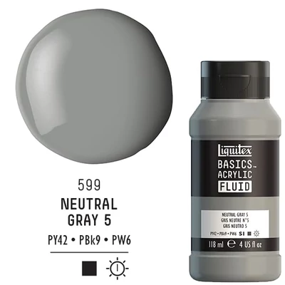 Liquitex Basics Fluid vopsea acrilică, 118 ml - 599, neutral grey 5