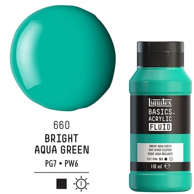Liquitex Basics Fluid vopsea acrilică, 118 ml - 660, bright aqua green
